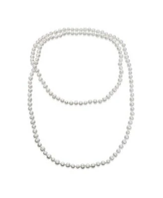Bling Jewelry Flapper Hand Knotted Endless Layering Wrapping White Freshwater Cultured Long Rope Pearl Strand Necklace