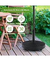 Givimo 50 Lbs Patio Wicker Style Resin Umbrella Base Stand Heavy Duty with Wheels