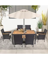 Givimo 7 Pieces Outdoor Dining Set with Umbrella Hole for Backyard