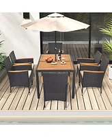 Givimo 7 Pieces Outdoor Dining Set with Umbrella Hole for Backyard