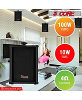 5 Core 4000W Pa System Outdoor Indoor Commercial Industrial Grade Paging Kit w/ 32 Wall Speakers 200W+200W (Rms) 2 Zone Amp +1 Stand +1 Microphone | C