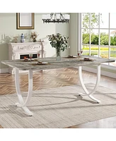 Tribesigns Rectangular Dining Table for 4, 63 Inches Modern Kitchen with Faux Marble Top and Metal Legs Room,