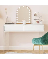 Tribesigns Makeup Vanity Desk with 2 Drawers, Modern White Computer Desk with Acrylic Legs, Vanity Dressing Table for Bedroom (without Mirror)