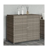 vidaXL Patio Storage Cabinet Gray 32.7"x17.7"x29.9" Poly Rattan