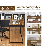 Gymax 65.5'' L-shaped Computer Desk Home Office Corner Table w/Bookshelf Rustic