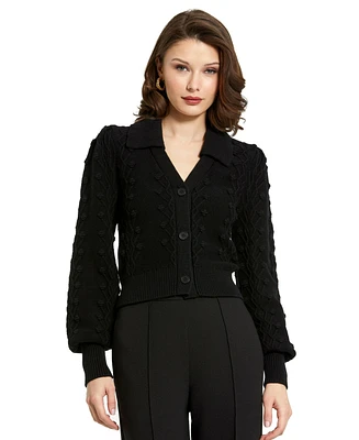 Mac Duggal Women's Bobble Knit Button Up Cardigan