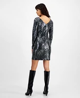 Bar Iii Women's Zebra-Sequin Long-Sleeve Mini Dress, Created for Macy's