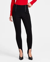 Bar Iii Women's Ponte Stirrup Front-Zip Leggings, Exclusively at Macy's