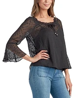 Bcx Juniors' Round-Neck Flare-Sleeve Blouse