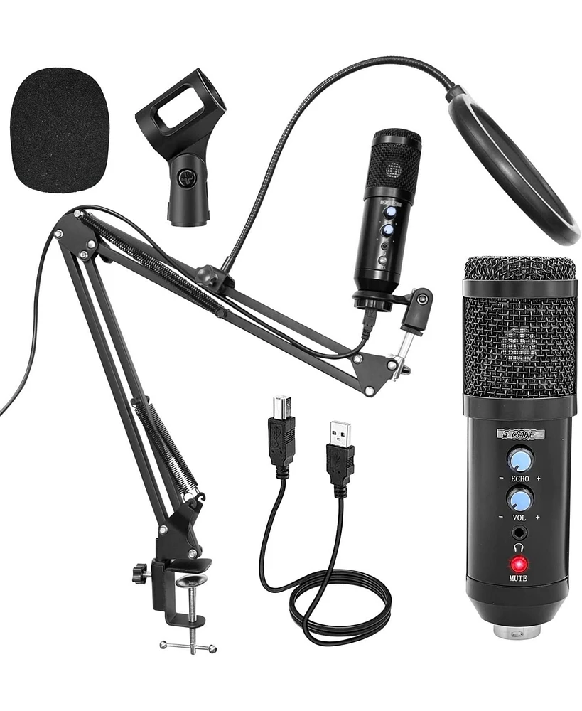 5 Core Podcast Microphone Bundle Usb Condenser Pc Mic Recording Studio Equipment Gaming Streaming