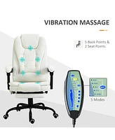 7-Point Vibrating Massage Office Chair, High Back, White