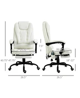 7-Point Vibrating Massage Office Chair, High Back, White