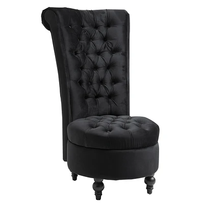 Streamdale Furniture Retro Button-Tufted Accent Chair with Rubberwood Legs