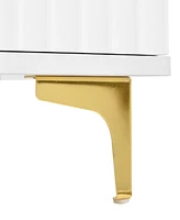 High Gloss Fluted Storage Hall Tree with Gold Accents