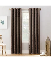 Sun Zero Elidah Textured Velvet Medallion 50" x 84" Blackout Grommet Curtain Panel