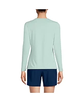 Lands' End Women's Crew Neck Long Sleeve Rash Guard Upf 50 Swim Tee