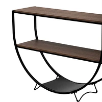 Industrial Wood & Metal Demilune Console Table