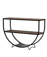 Streamdale Furniture Industrial Wood & Metal Demilune Console Table