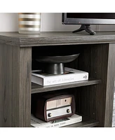 Streamdale Furniture Modern Tv Stand with Faux Stone Surround & Large Storage Cabinet