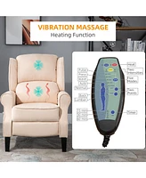 Massage Recliner Sofa Chair with Heat Function, Remote, Cream