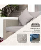 Wicker Patio Loveseat with Cushions and Pillows