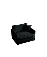 Simplie Fun Comfy Single Armchair, Black Chenille Fabric