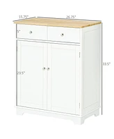 Simplie Fun White Sideboard Buffet with Adjustable Shelf and Drawers