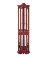 Simplie Fun Lighted Glass Corner Curio Cabinet with Crown and Bulbs