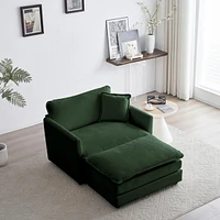 Streamdale Furniture Modern Accent Chair with Ottoman and Green Chenille