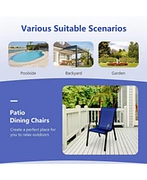 Costway Set of 4 Patio Dining Chairs Stackable Armrest Space Saving Garden