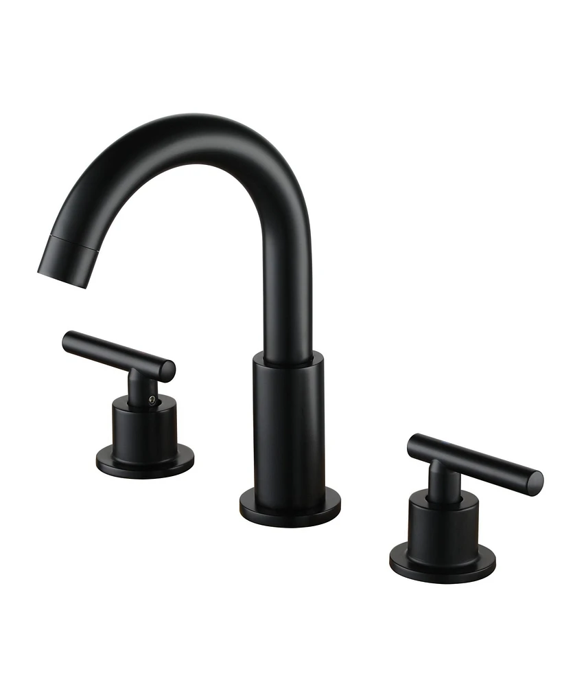 Boyel Living 8 in. Widespread 2-Handle Mid-Arc Bathroom Faucet with Valve and cUPC Water Supply Lines