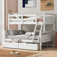 Streamdale Furniture Twin over Full Bunk Bed with Storage and Safety Features