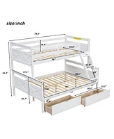 Streamdale Furniture Twin over Full Bunk Bed with Storage and Safety Features