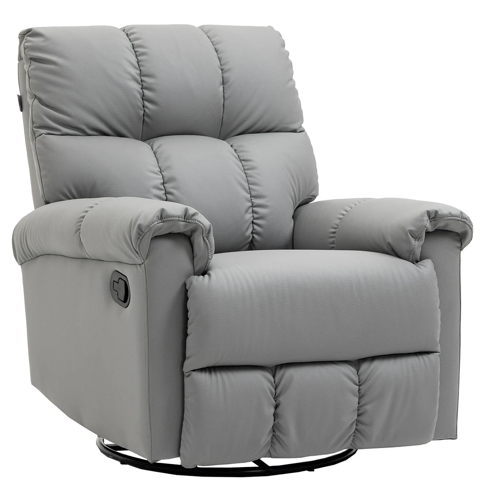 Simplie Fun Overstuffed Recliner with Footrest and Swivel Base