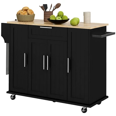 Simplie Fun Rolling Kitchen Cart with Drawer, Storage, Adjustable Shelves