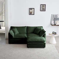 Streamdale Furniture Comfortable Green Chenille Loveseat with Ottoman