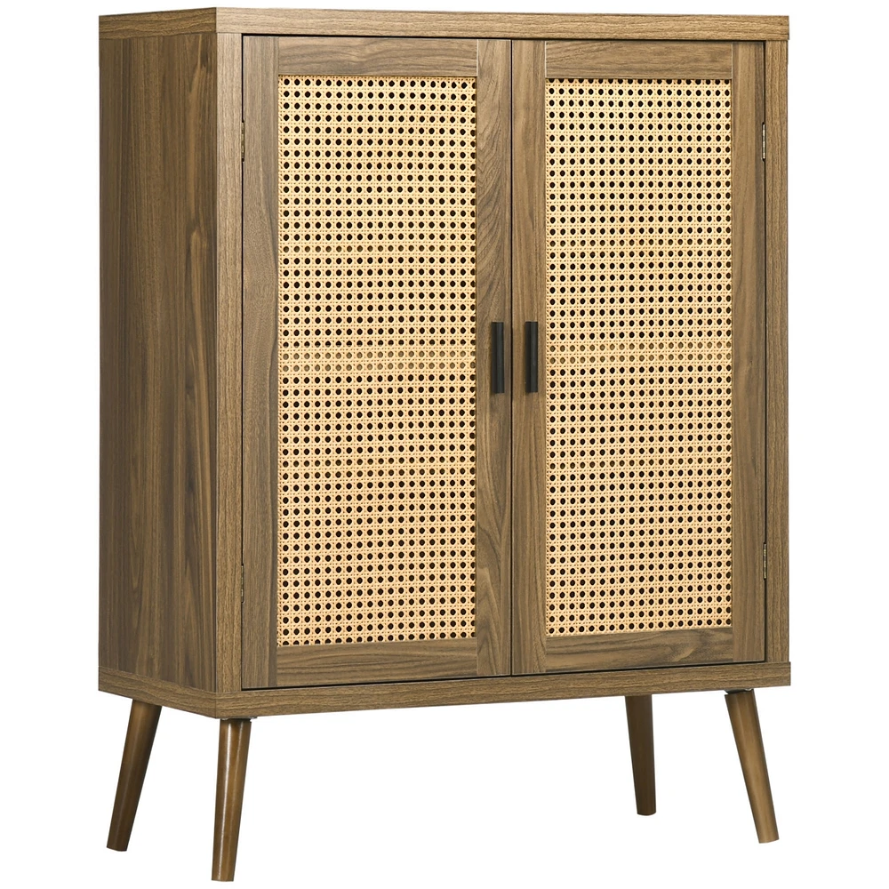 Simplie Fun Sideboard Buffet Cabinet with Rattan Doors, Brown