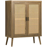 Simplie Fun Sideboard Buffet Cabinet with Rattan Doors, Brown