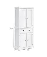 Streamdale Furniture 72" White Freestanding Pantry Cabinet with Drawer