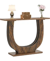 Tribesigns Farmhouse Console Table, 41.34" Wood Entry Table with Sturdy Geometric Base, Narrow Long Sofa Table Behind Couch Accent Foyer Table for Ent