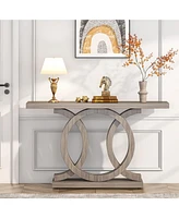 Tribesigns 55 inches Console Table with Unique Base, Farmhouse Hallway Table, Wooden Entryway Modern Sofa for Living Room, Long Ac