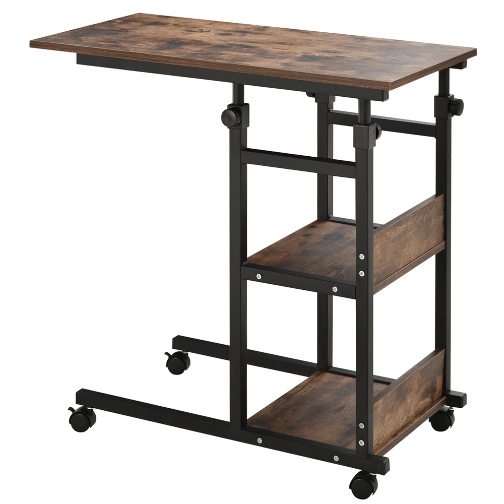 Streamdale Furniture Industrial Mobile Sofa Side Table with Shelving