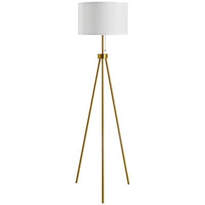 Simplie Fun 59.75" Standing Floor Lamp Fabric Lampshade Steel Tripod, Gold