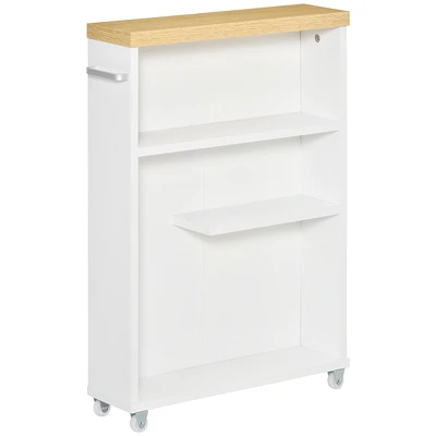 Streamdale Furniture Slim Bathroom Cabinet with Wheels Storage Organizer, White