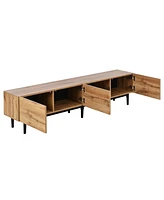 Modern Media Console with Open Shelves, Led Light, and Drop-Down Door