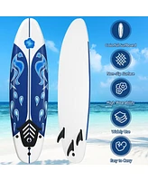 Sugift 6 Feet Surfboard with 3 Detachable Fins-White