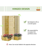 Freestanding Outdoor Privacy Screen, 4 Self-Draining Planters / Raised Garden Beds