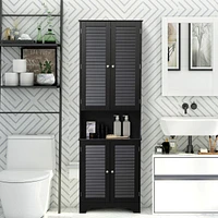 Streamdale Furniture Tall Bath Storage Cabinet with 2 Doors, Adjustable Shelves, and Countertop