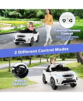 Vebreda 12V Kids Ride On Car with Remote Control Lockable Doors Slow Start System and Led Lights-Pink