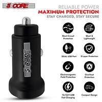 5 Core Usb Car Charger Cigarette Lighter Adapter Dual Usb Port Adapter 12/24 V Fast Charging